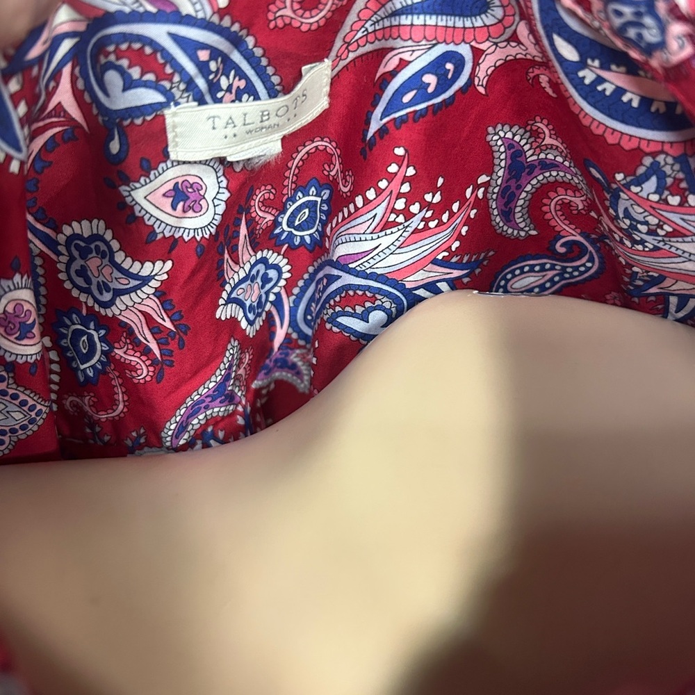 Talbots Red Paisley Button Down Shirt - Picture 10 of 13
